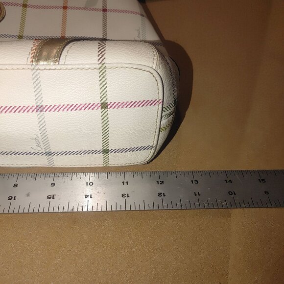 Coach Signature Crossbody Bag White Multicolor Plaid With Gold Accents & Pink In - Picture 6 of 15